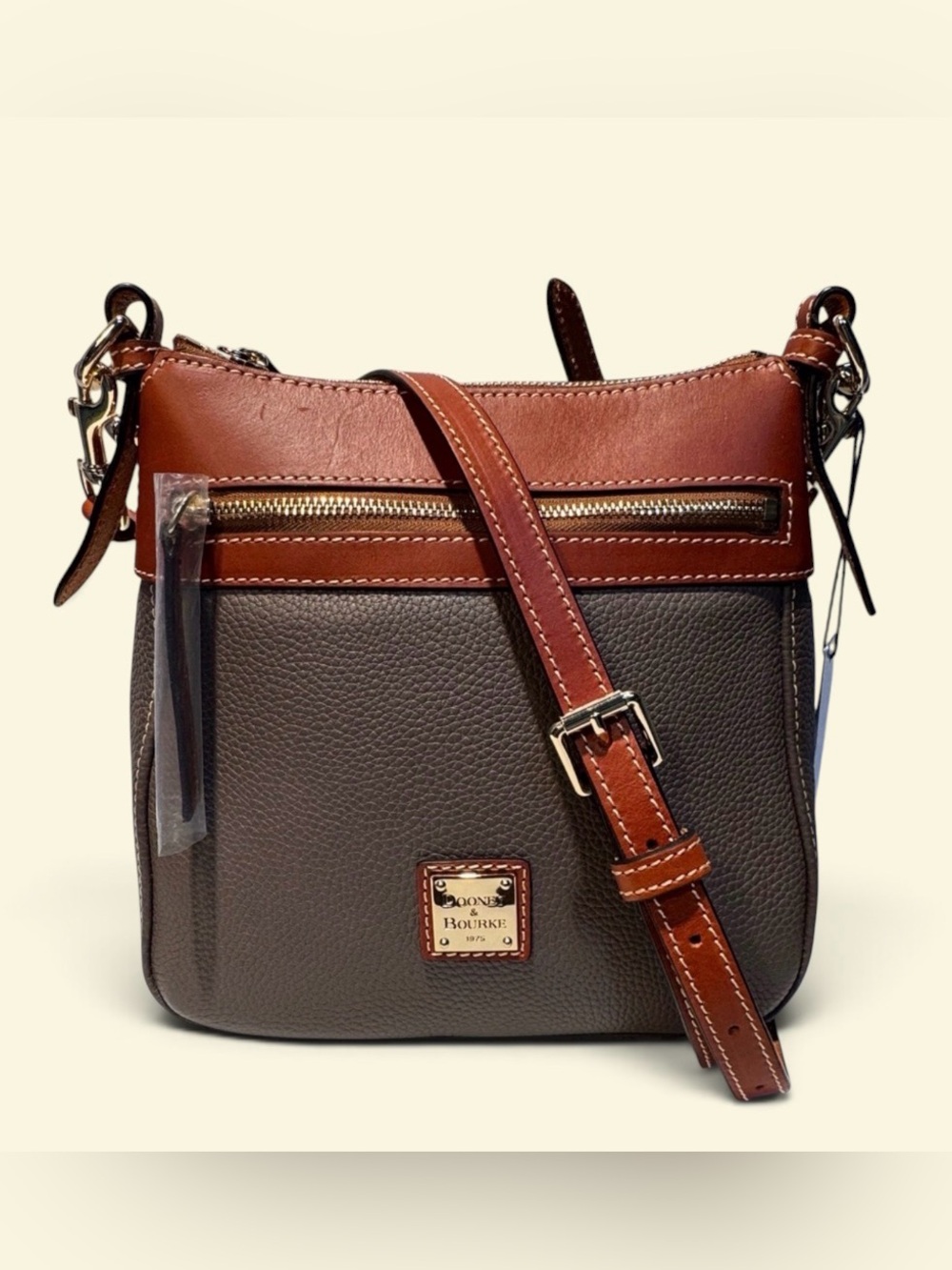 Dooney & Bourke Brown and Chestnut Leather Messenger Bag